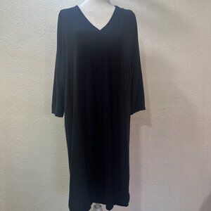 PurJill Tranquility Fleece 3/4 Sleeve Blue V-Neck Dress sz X-Large Relaxed